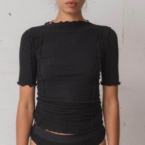 Baserange Omato top 3/4 sleeve tee black organic ethical avant garde small brand